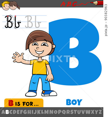letter B from alphabet with cartoon boy character letter B from alphabet with cartoon boy character 90382963