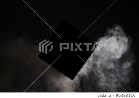 Abstract black and white with black square with white smoke Abstract black and white with black square with white smoke 90383116