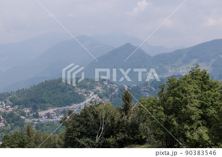 small town in the alps mountains of italy 90383546