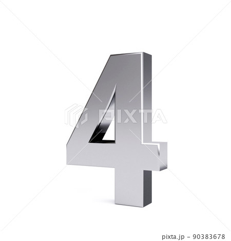Metal number 4, isolated on white. Collection. 3d image Metal number 4, isolated on white. Collection. 3d image 90383678