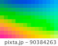 Gradient background from multicolors squares. Abstract rainbow of colors, space for your design or text. A backing of green and blue and purple and red and orange and yellow mosaic squares. Vector 90384263
