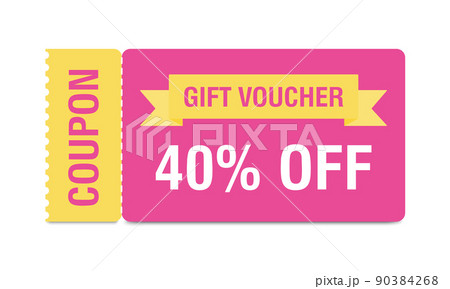 Coupon mockup with 40 percent off. Discount voucher, gift coupon. Coupon promotion sale. Vector 90384268