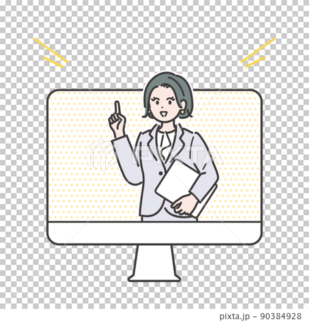 オンラインで説明する女性コンサルタントのイラスト素材 90384928