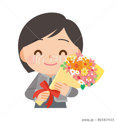 花束を持った女性 90387433