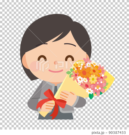 花束を持った女性 90387433