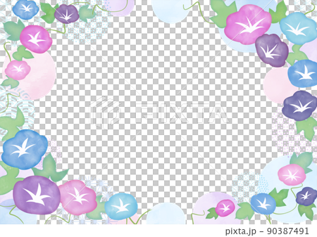 水彩 朝顔の花 フレーム 水彩 朝顔の花 フレーム 90387491