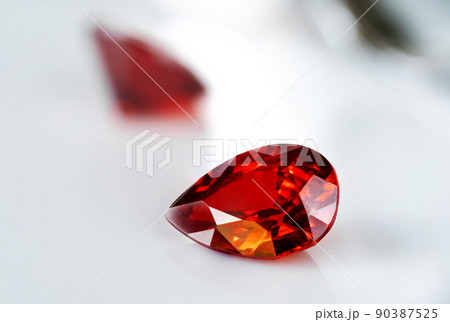 Red Ruby gemstone Round Cut, close up shot Red Ruby gemstone Round Cut, close up shot 90387525