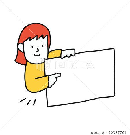 空欄のメッセージボードを持つ女性のイラスト 90387701