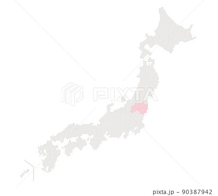 ドットで表現された日本地図上の福島 90387942