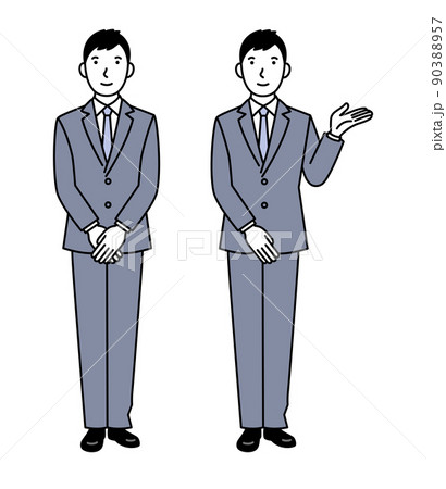 案内をするスーツの男性 90388957