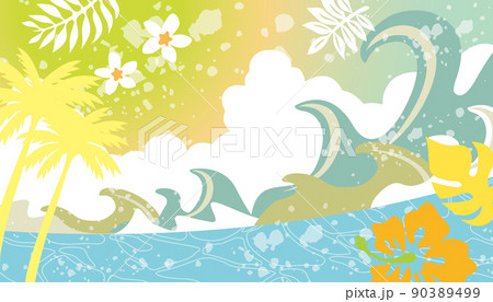 夏 ヤシ リゾートイラストのイラスト素材