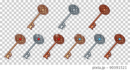 Key with game item-like decoration - Stock Illustration [90391521] - PIXTA