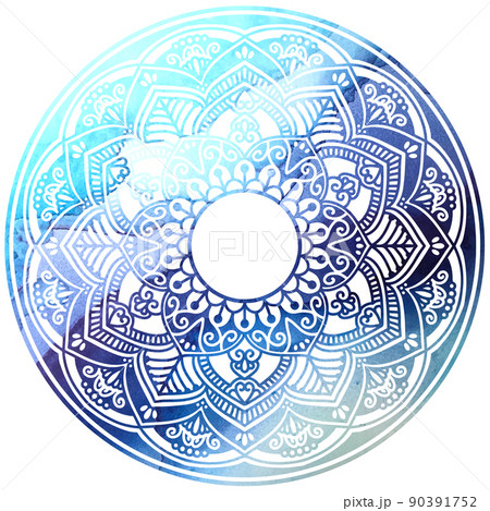 マンダラアート メヘンディ 花 インクアート柄 レース調 のイラスト素材