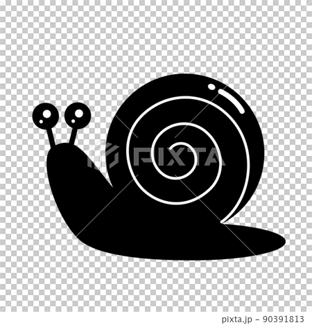 カタツムリの白黒アイコン 90391813