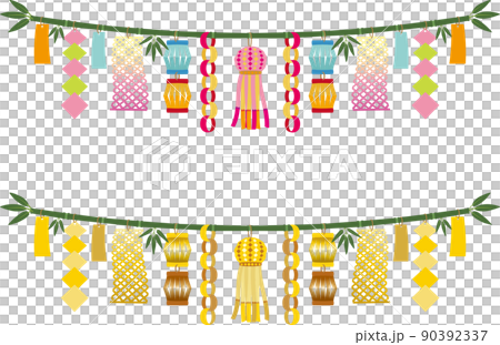 七夕飾り　ガーランド　カラフル・メタル系 90392337