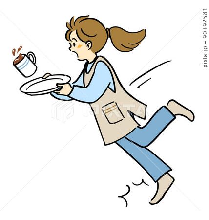 つまずいてコーヒーカップを落とす人のイラスト つまずいてコーヒーカップを落とす人のイラスト 90392581