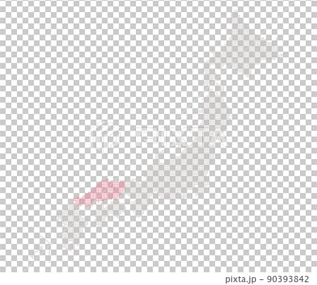 日本地圖上的中國地區由點表示 90393842