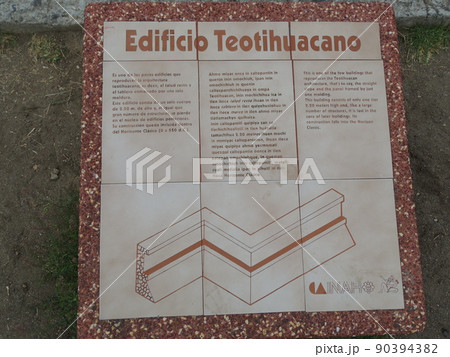 メキシコ合衆国 プエブラ チョルーラ 遺跡看板2 メキシコ合衆国 プエブラ チョルーラ 遺跡看板2 90394382