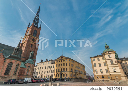 Stockholm Sweden, city skyline at Gamla Stan Riddarholmen islet Stockholm Sweden, city skyline at Gamla Stan Riddarholmen islet 90395914