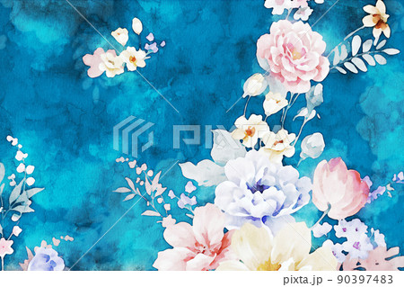 Beautiful colorful watercolor flower illustration 90397483