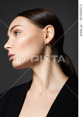 stylish accessories on pretty brunette girl 90398913