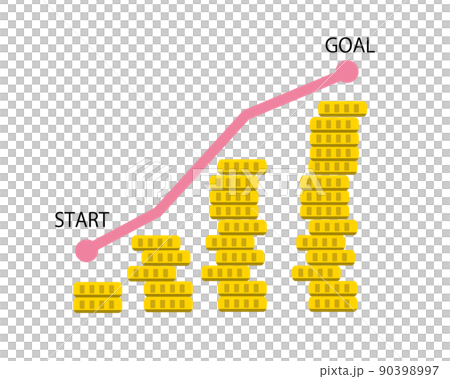 存錢開始和目標目標增加硬幣的錢積累圖 存錢開始和目標目標增加硬幣的錢積累圖 90398997