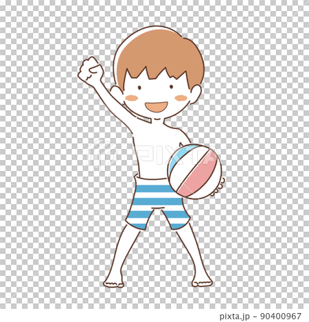 Vector material boy in a swimsuit with a ball Vector material boy in a swimsuit with a ball 90400967