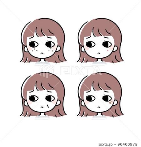 肌トラブルに悩む女性のイラスト素材
