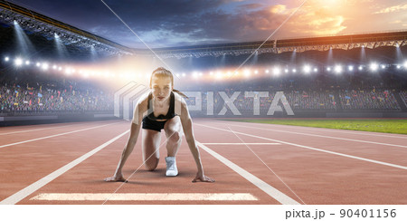 Young female runner . Mixed media 90401156