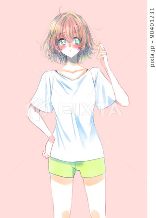半袖短パンの女性 赤くなる 半袖短パンの女性 赤くなる 90401231