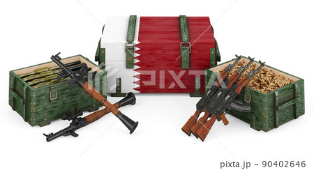 Weapons, military supplies in Qatar, concept. 3D rendering Weapons, military supplies in Qatar, concept. 3D rendering 90402646