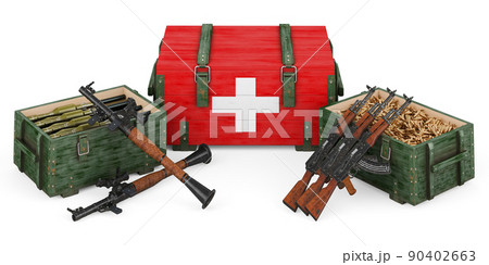 Weapons, military supplies in Switzerland, concept. 3D rendering 90402663