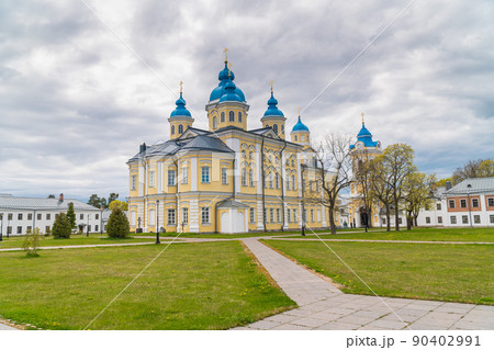Russia. Leningrad region. May 29, 2022. Cathedral of the Nativity of the Virgin on the island of Konevets. 90402991
