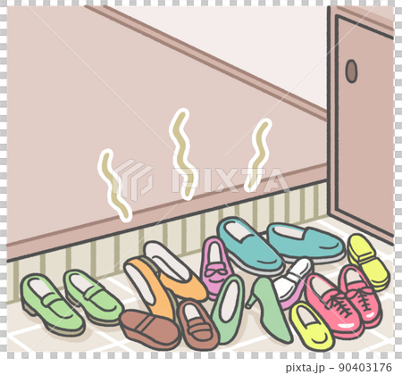 The entrance where many shoes are scattered 90403176