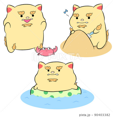 夏を楽しむゆるかわシーサー② 3点セット 90403382