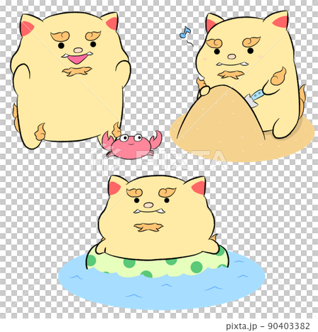 夏を楽しむゆるかわシーサー② 3点セット 90403382