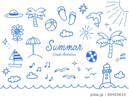 夏のペンで書いた手描きイラスト 90403610
