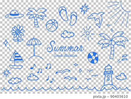 夏のペンで書いた手描きイラスト 90403610