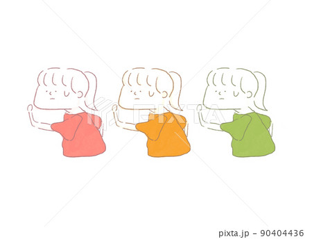 急いで走る女の子のイラスト素材
