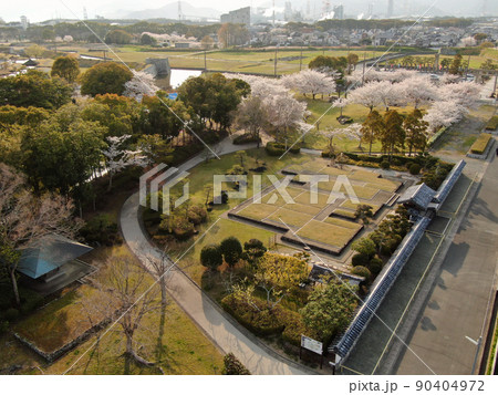 赤穂城跡公園の上空から空撮 赤穂城跡公園の上空から空撮 90404972