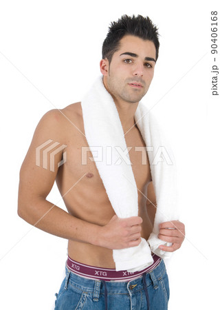 Handsome shirtless young man after a workout Handsome shirtless young man after a workout 90406168