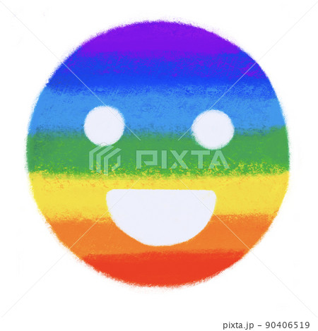 Smile face emoji pride rainbow symbol LGBTQ equality rights hand drawn illustration 90406519