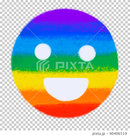 Smile face emoji pride rainbow symbol LGBTQ equality rights hand drawn illustration 90406519