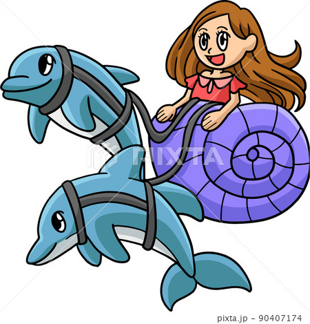 Mermaid Riding In A Seashell Cartoon Clipart Mermaid Riding In A Seashell Cartoon Clipart 90407174