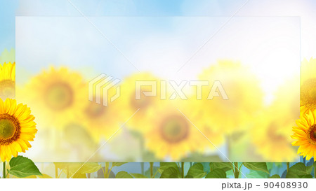 明るい向日葵のフレーム素材 90408930