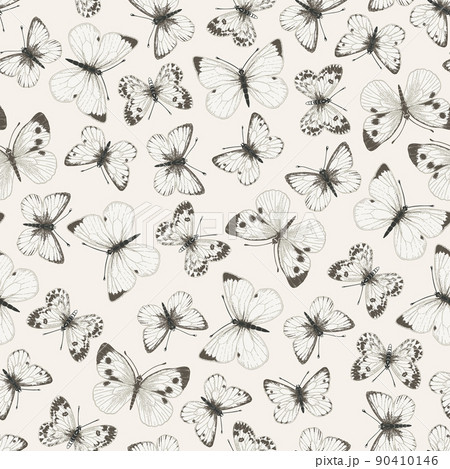 Seamless pattern with white butterflies Seamless pattern with white butterflies 90410146