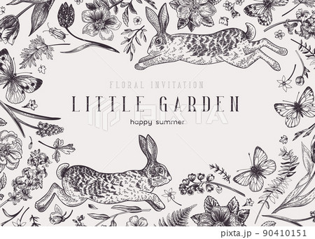 Frame with two white rabbits. 90410151