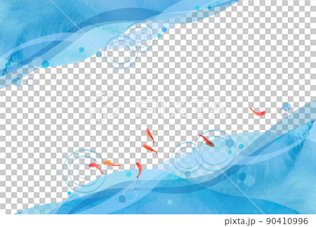 具有透明水彩觸感的紅色金魚的背景圖像 90410996