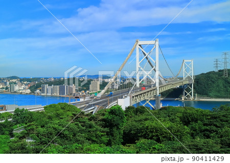 【福岡県】晴天下の関門海峡 【福岡県】晴天下の関門海峡 90411429