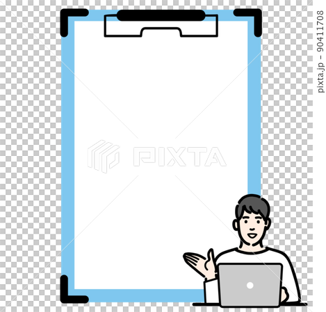 年輕人在筆記本電腦前用活頁夾解釋 90411708